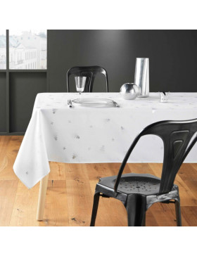 Toalha de mesa retangular de Natal - Tecido resistente a manchas/impermeável - Árvore de Natal prateada - Vários tamanhos