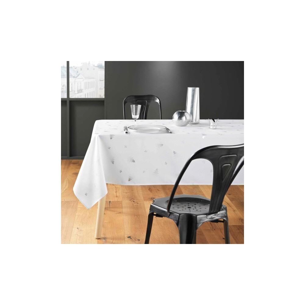 Toalha de mesa retangular de Natal - Tecido resistente a manchas/impermeável - Árvore de Natal prateada - Vários tamanhos
