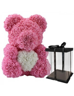 Ours en rose Rouge, coeur Blanc