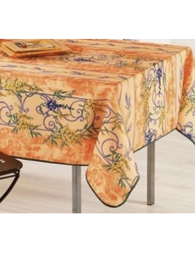 Toalha de mesa retangular provençal, estampa de glicínias resistente a manchas, 100% poliéster.