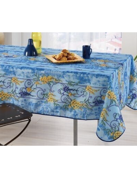 Toalha de mesa retangular provençal, estampa de glicínias resistente a manchas, 100% poliéster.