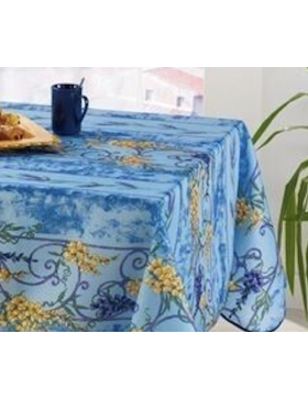Toalha de mesa retangular provençal, estampa de glicínias resistente a manchas, 100% poliéster.