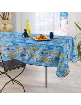 Toalha de mesa retangular provençal, estampa de glicínias resistente a manchas, 100% poliéster.