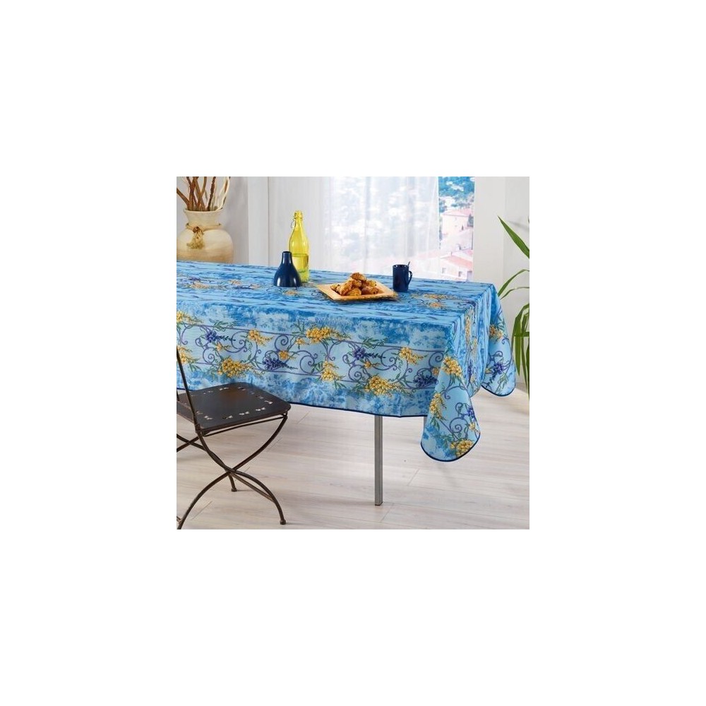 Toalha de mesa retangular provençal, estampa de glicínias resistente a manchas, 100% poliéster.