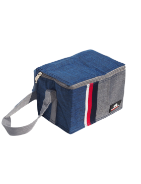 Geïsoleerde lunchtas, opvouwbare koelbox, geïsoleerde tas, lunchtas, blauw/grijs