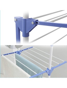 Varal de chão para secar roupa, 3 níveis, 165x55x120cm, azul/branco