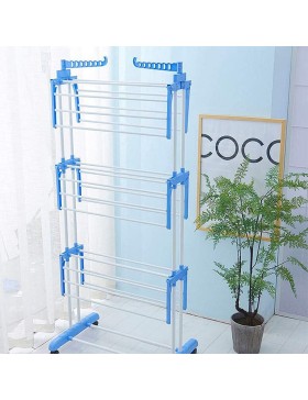 Tendedero de pie de 3 niveles, 170 x 64 x 126 cm, azul/blanco