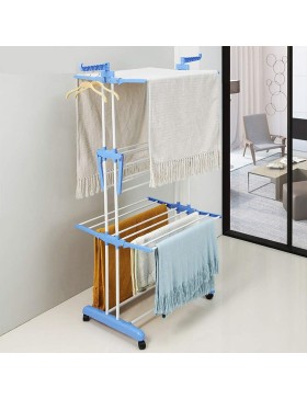 Tendedero de pie de 3 niveles, 170 x 64 x 126 cm, azul/blanco