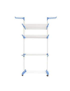 Varal de chão para secar roupa, 3 níveis, 170x64x126cm, azul/branco