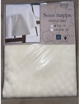 Protège Table Bulgomme Épais - Nappe Ronde 135 cm - Blanc