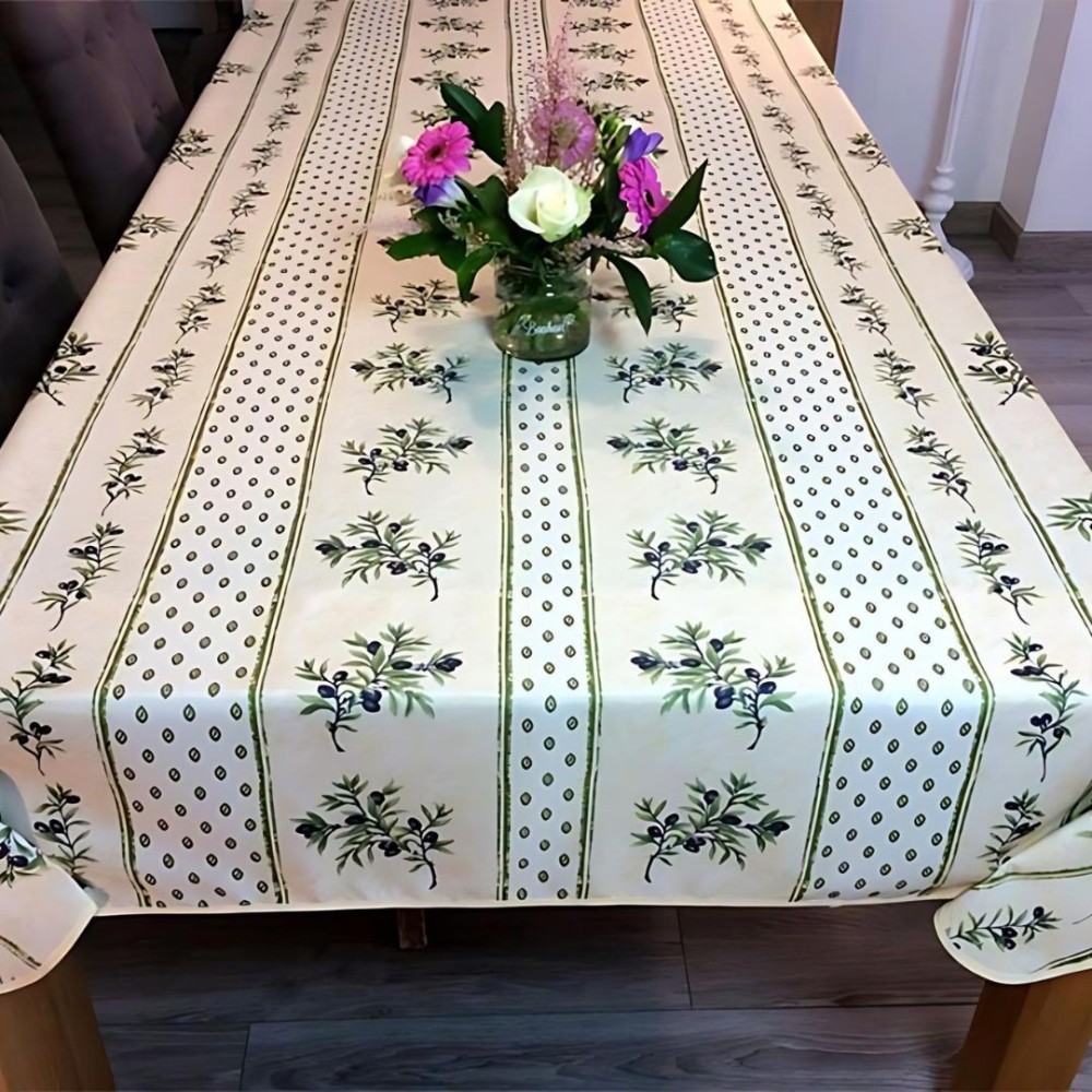 Toalha de mesa provençal Olivou resistente a manchas, 100% poliéster.