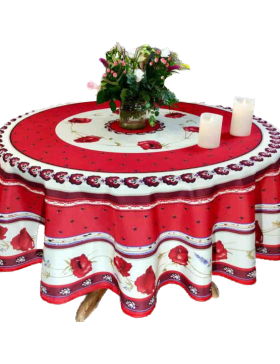 Nappe ronde de Table Anti-Tâches Motif Castelanne 100% Polyester