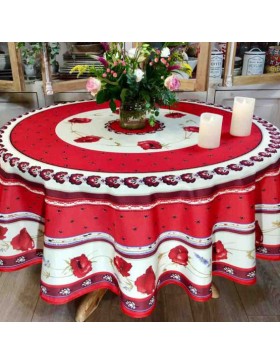 Nappe ronde de Table Anti-Tâches Motif Castelanne 100% Polyester