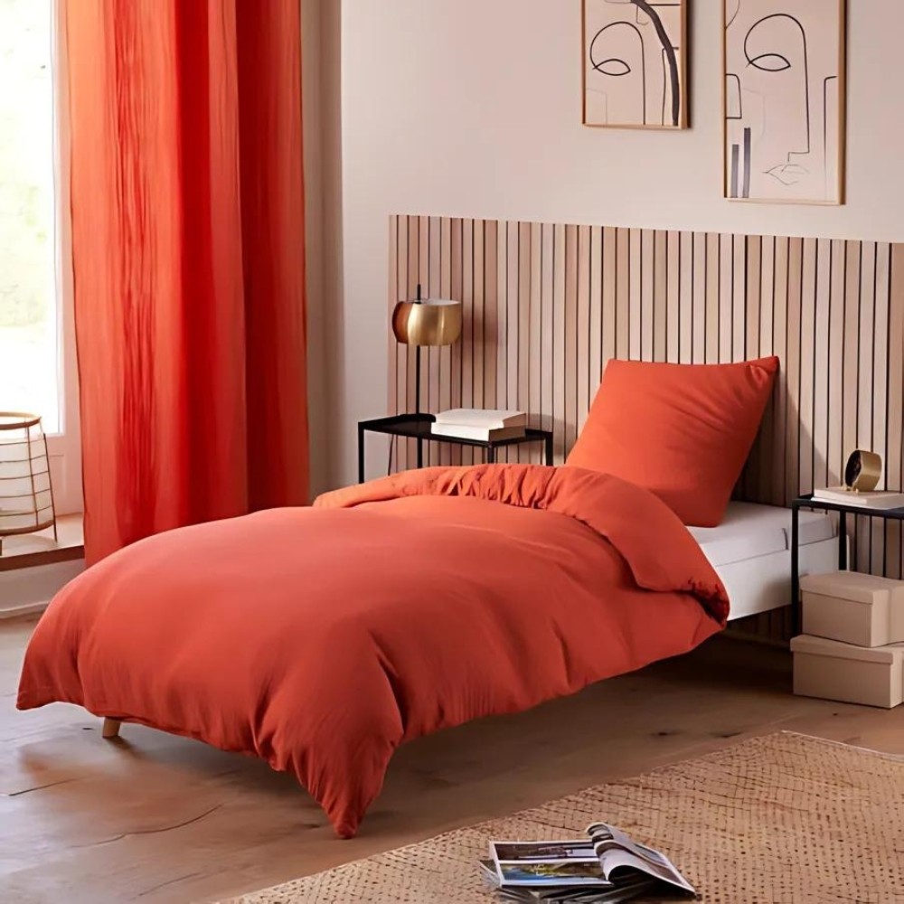 Bettwäscheset aus Baumwollgaze – für Einzelbett – Bettdeckenset 140 x 200 cm
