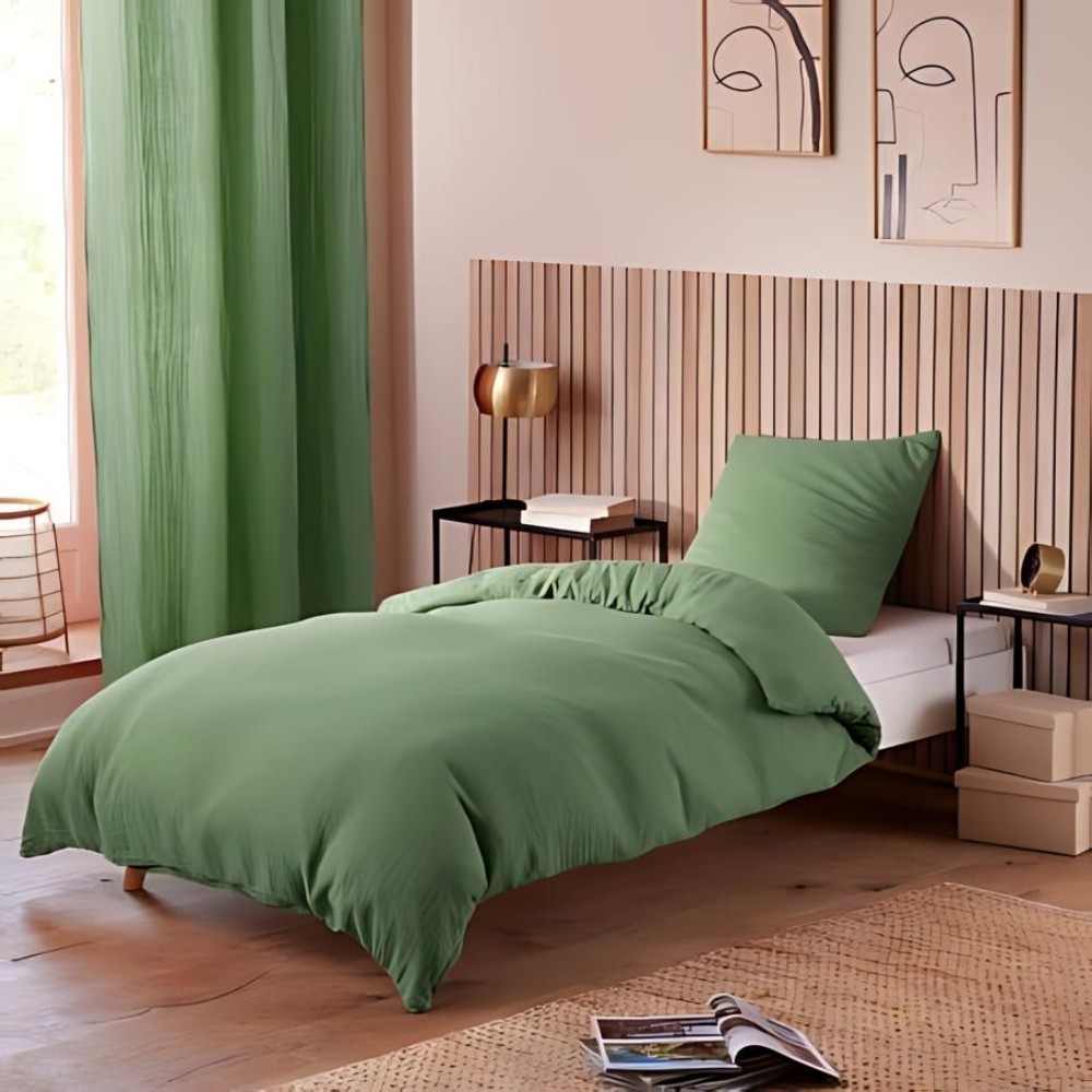 Katoenen gaas beddengoedset - voor eenpersoonsbed - dekbedset 140x200cm