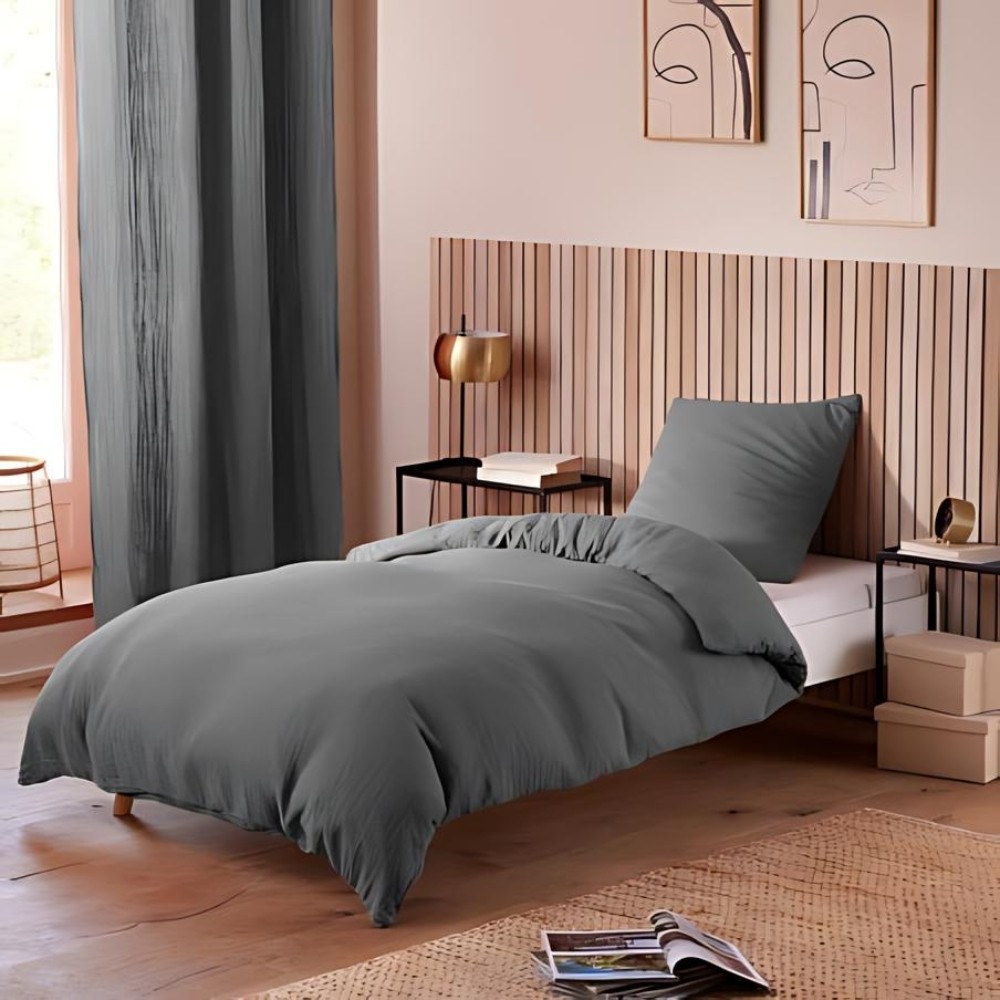 Jogo de cama em gaze de algodão - para cama de solteiro - Capa de edredom 140x200cm