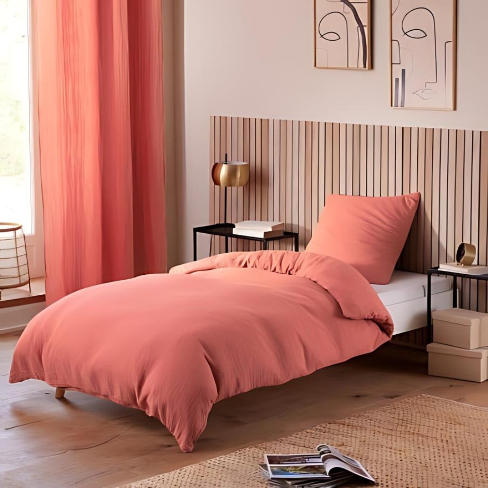 Bettwäscheset aus Baumwollgaze – für Einzelbett – Bettdeckenset 140 x 200 cm