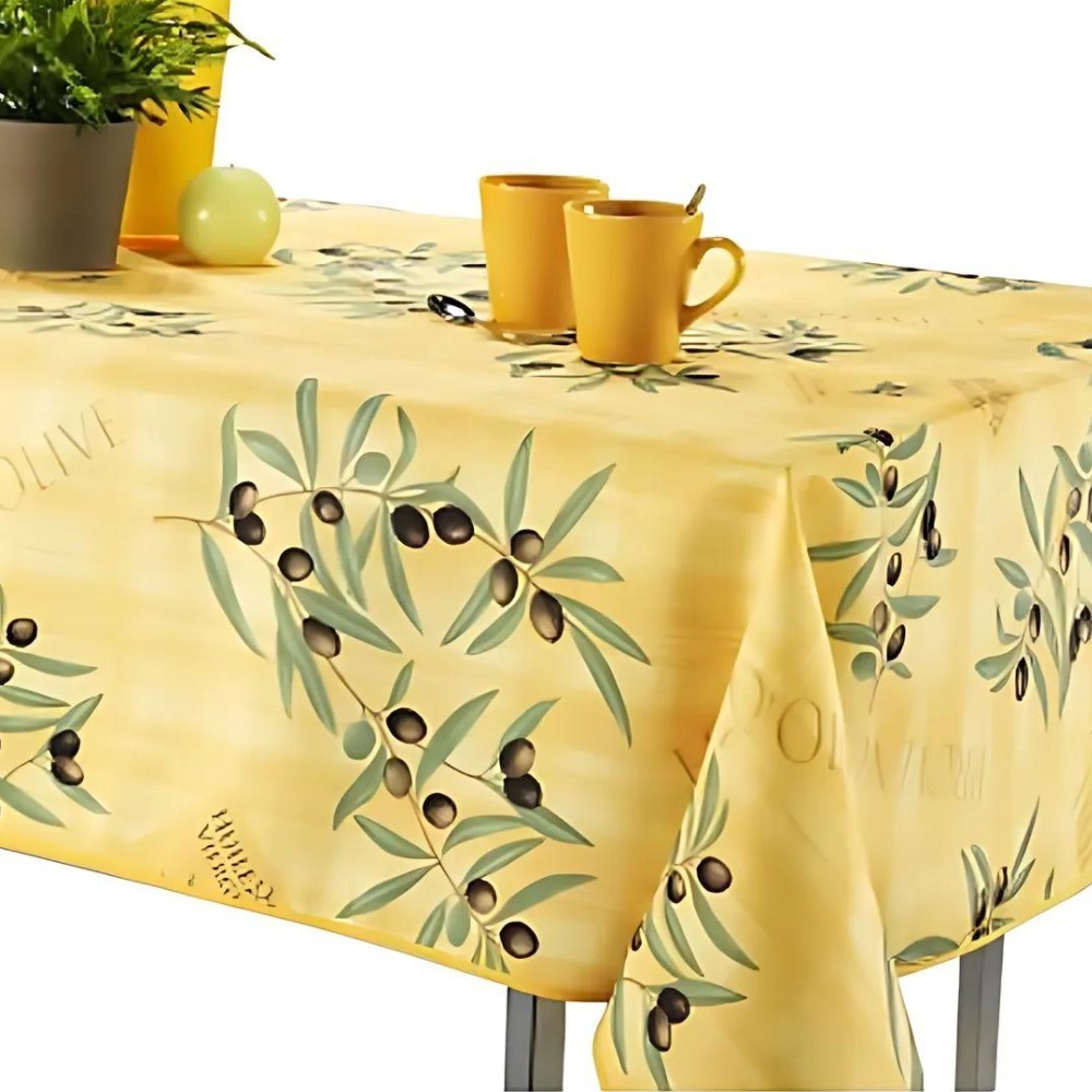 Tovaglia antimacchia giallo oliva - Impermeabile - Resistente e lavabile in lavatrice - 150x240 cm