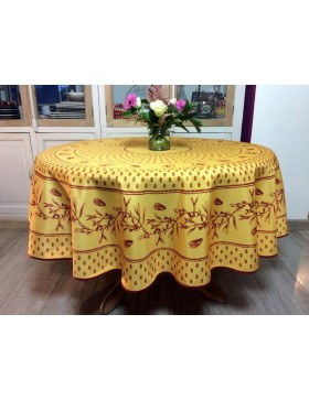 Nappe ronde Provençale Anti-Tâches - Cigale Olive Jaune Rouge