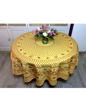 Nappe ronde Provençale Anti-Tâches - Cigale Olive Jaune Rouge