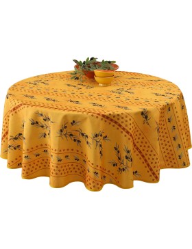 Nappe Provençale Ronde Anti-Tâche Olivou 100% Polyester