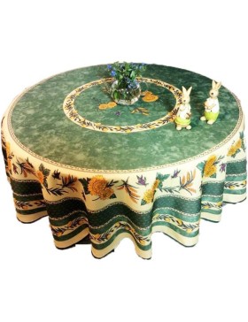 Toalha de mesa redonda provençal, resistente a manchas, com estampa de girassol e abelha.