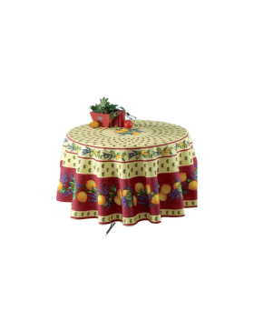 Toalha de mesa redonda provençal resistente a manchas, 100% poliéster - Limão