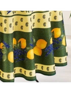 Tovaglia rotonda provenzale antimacchia, 100% poliestere - Limone