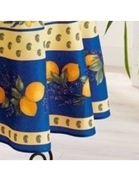 Provençaals rond vlekbestendig tafelkleed 100% polyester - Citroen