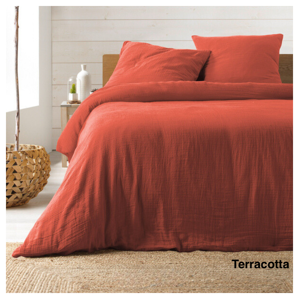 Completo letto in garza di cotone 240 x 220 cm