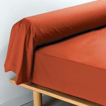 Taie De Traversin 85x185 cm Percale Rouge Argile