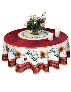 Mantel antimanchas con estampado beige terracota, 100% poliéster