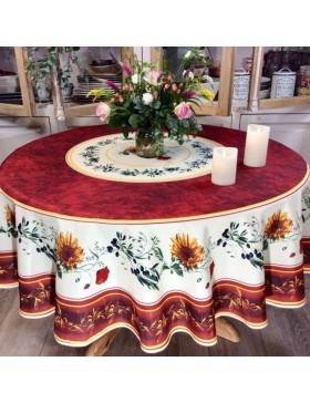 Tovaglia antimacchia con motivo beige terracotta, 100% poliestere