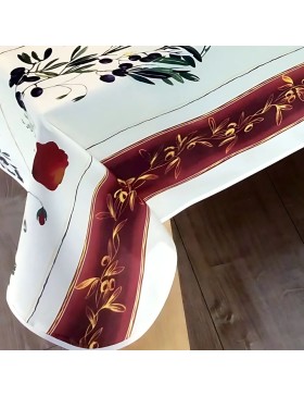 Mantel antimanchas con estampado beige terracota, 100% poliéster