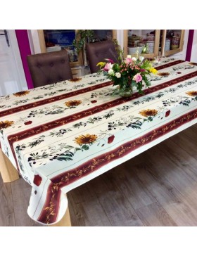 Mantel antimanchas con estampado beige terracota, 100% poliéster