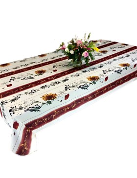 Mantel antimanchas con estampado beige terracota, 100% poliéster