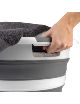 Opvouwbare wasmand, 27 L, grijs/wit