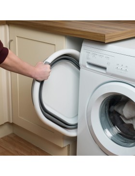 Opvouwbare wasmand, 27 L, grijs/wit