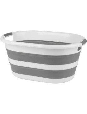 Cesto de roupa dobrável, 27 L, cinza/branco