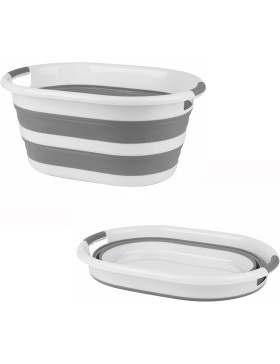 Cesto de roupa dobrável, 27 L, cinza/branco