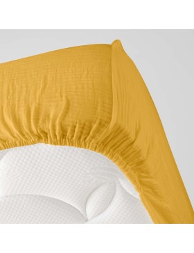 Sábana ajustable de gasa de algodón - Bolsillo de 30 cm de profundidad - Varios tamaños - Varios colores