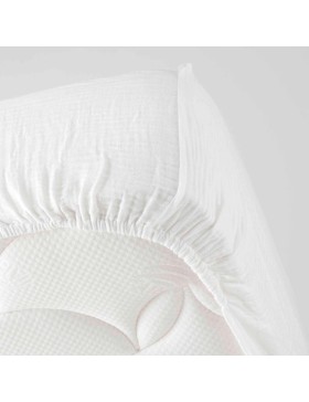 Sábana ajustable de gasa de algodón - Bolsillo de 30 cm de profundidad - Varios tamaños - Varios colores