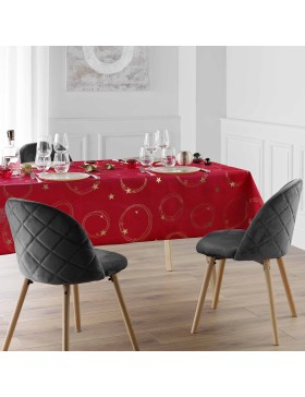 Toalha de mesa – Resistente a manchas / Não amassa – Ideal para feriados, Natal e aniversários – Estrela metálica