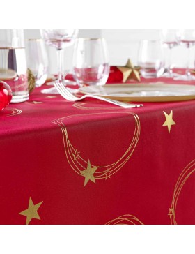 Tovaglia – Antimacchia / Antipiega – Ideale per feste, Natale, compleanni – Stella Metallica