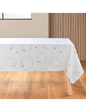 Mantel – Resistente a manchas / Sin arrugas – Ideal para fiestas, Navidad, cumpleaños – Estrella Metálica
