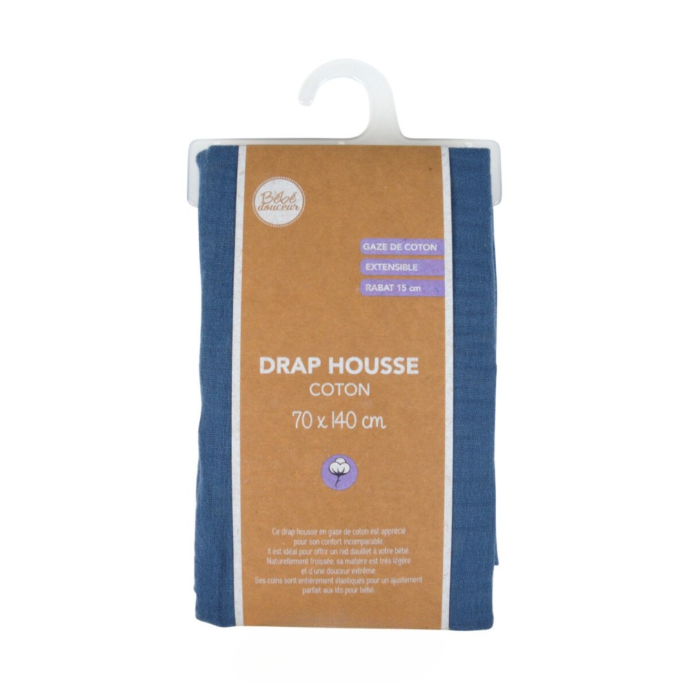 Sábana ajustable para bebé 100 % gasa de algodón: suave, transpirable y fácil de cuidar.