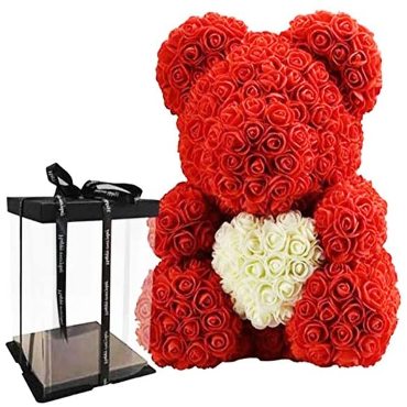 Ours en rose Rouge, cœur Blanc