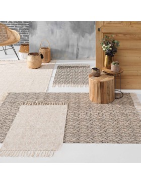 Rechthoekig vloerkleed 120 x 170 cm - Kalinda Wit in katoen en jute