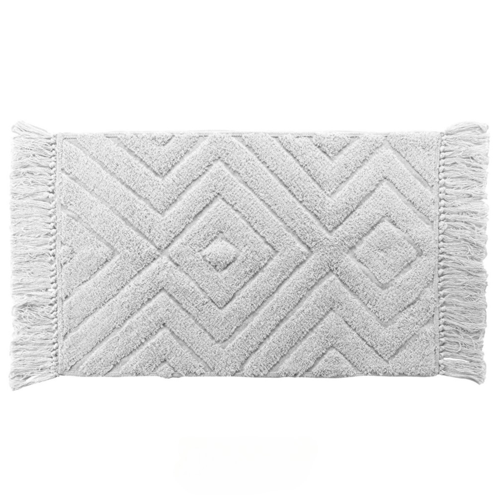 Rechteckiger Fransenteppich 50 x 80 cm - Nara aus Baumwolle und Polyester