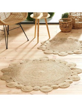 Tapete redondo de juta vazada de 120 cm